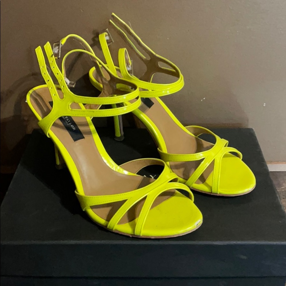 Ann Taylor Neon Yellow Double Strappy Sandals